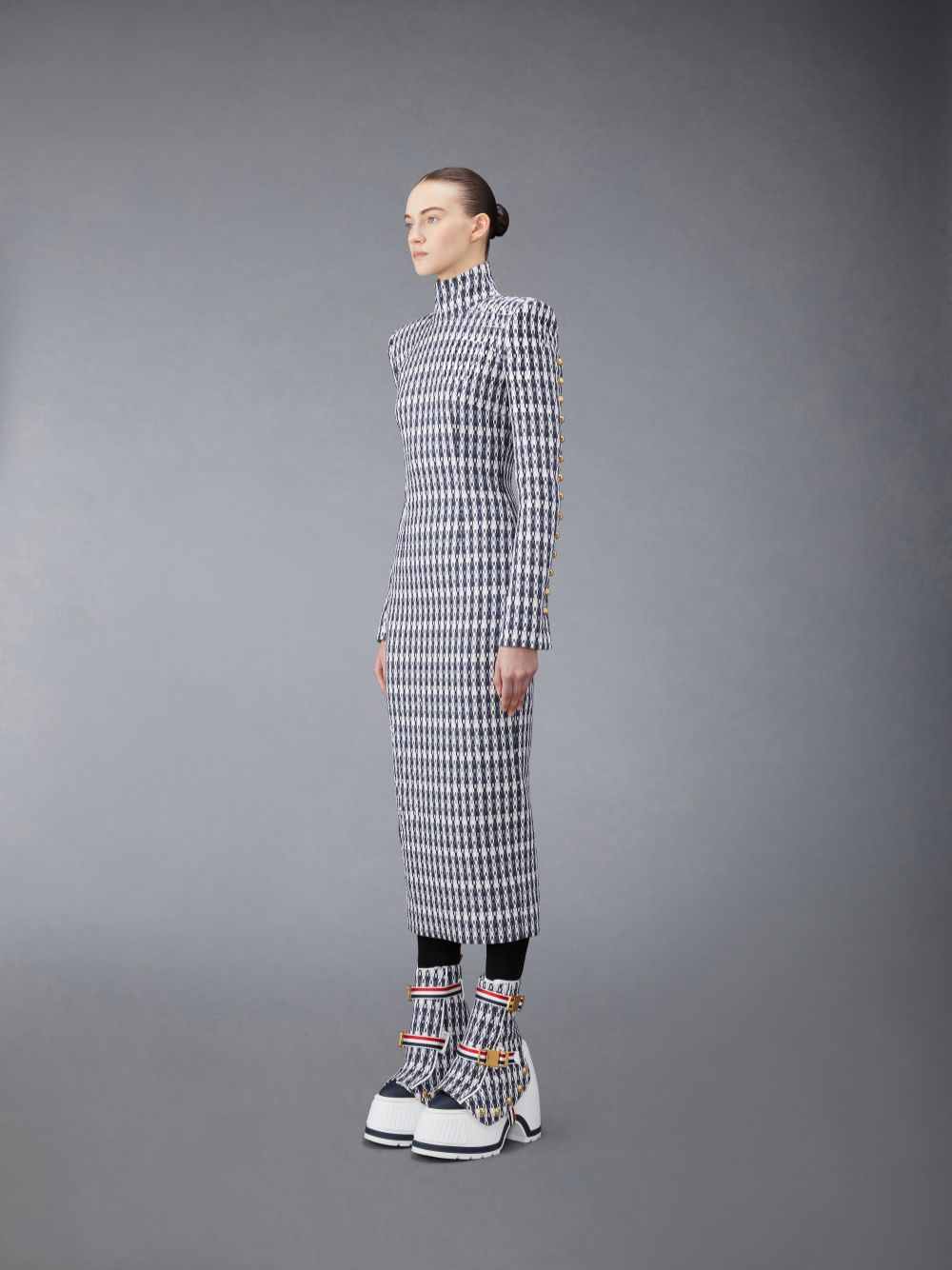 Thom Browne GROSGRAIN TWEED FITTED Women Dress Grey | NOO63R82174