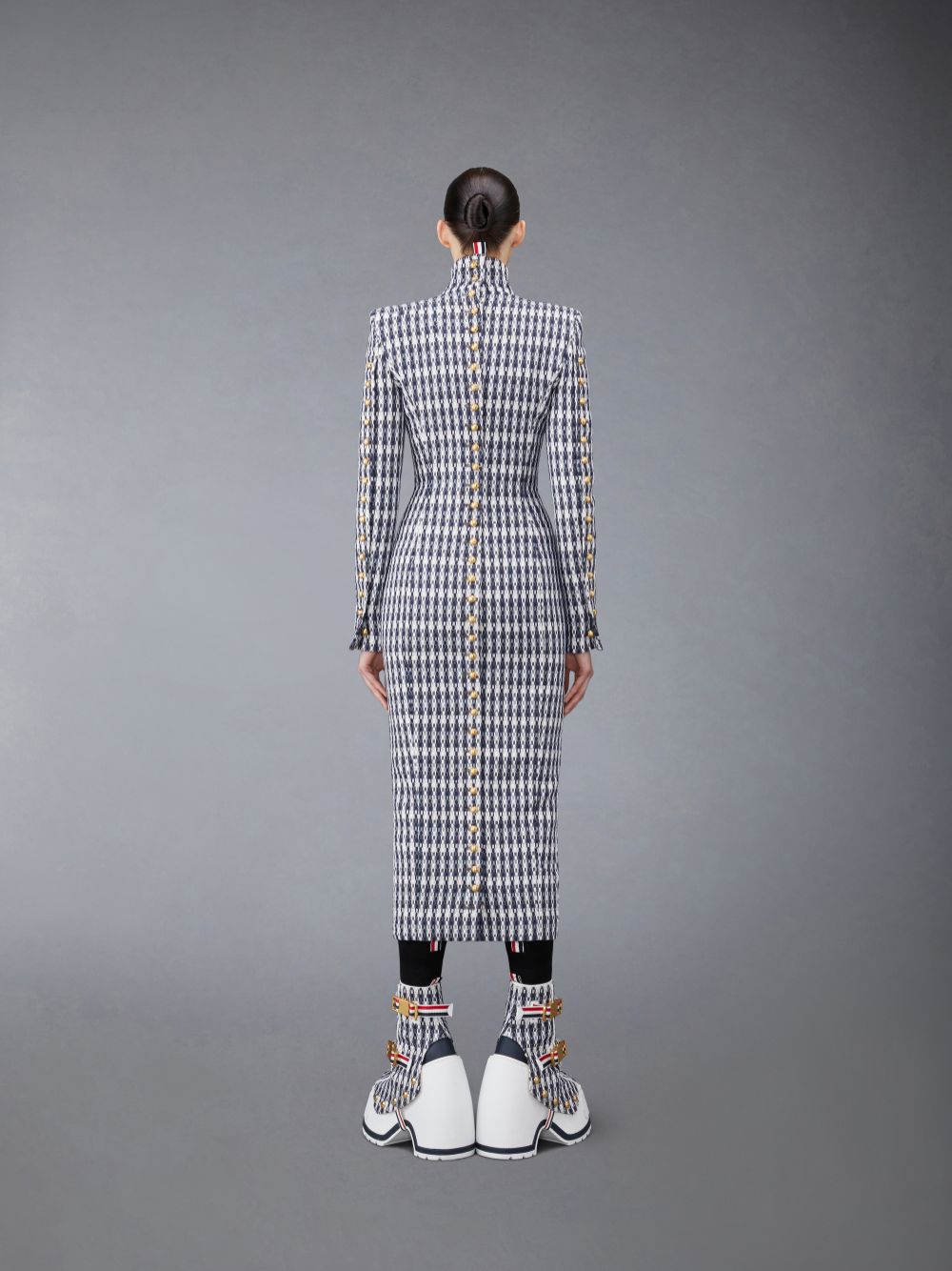 Thom Browne GROSGRAIN TWEED FITTED Women Dress Grey | NOO63R82174