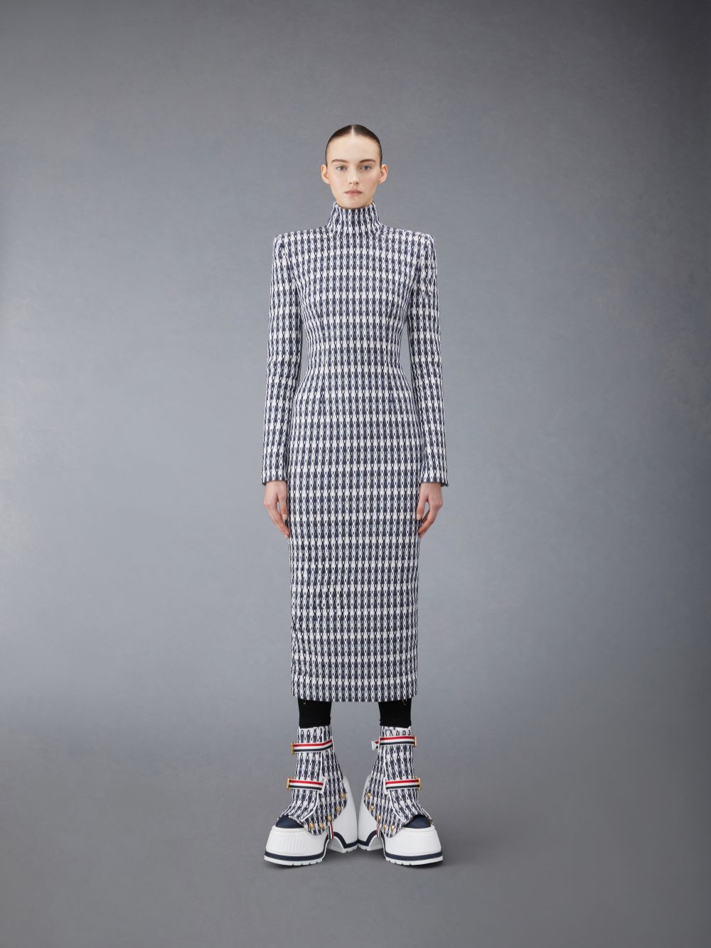 Thom Browne GROSGRAIN TWEED FITTED Women Dress Grey | NOO63R82174