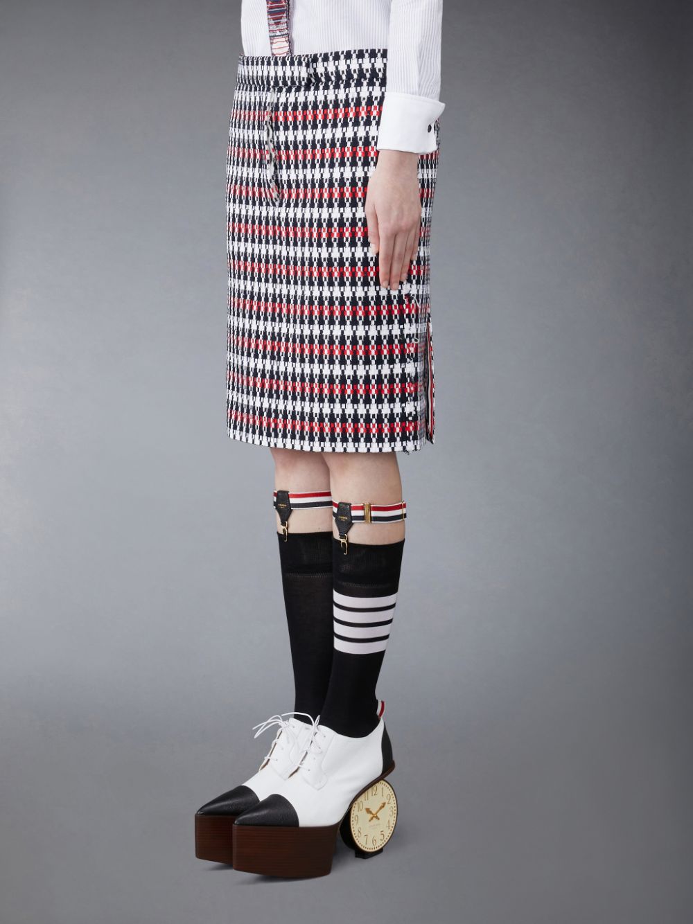 Thom Browne GROSGRAIN TWEED LOW WAIST Women Skirts Red | FQW25J28277