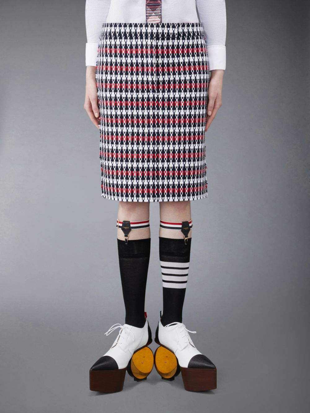 Thom Browne GROSGRAIN TWEED LOW WAIST Women Skirts Red | FQW25J28277