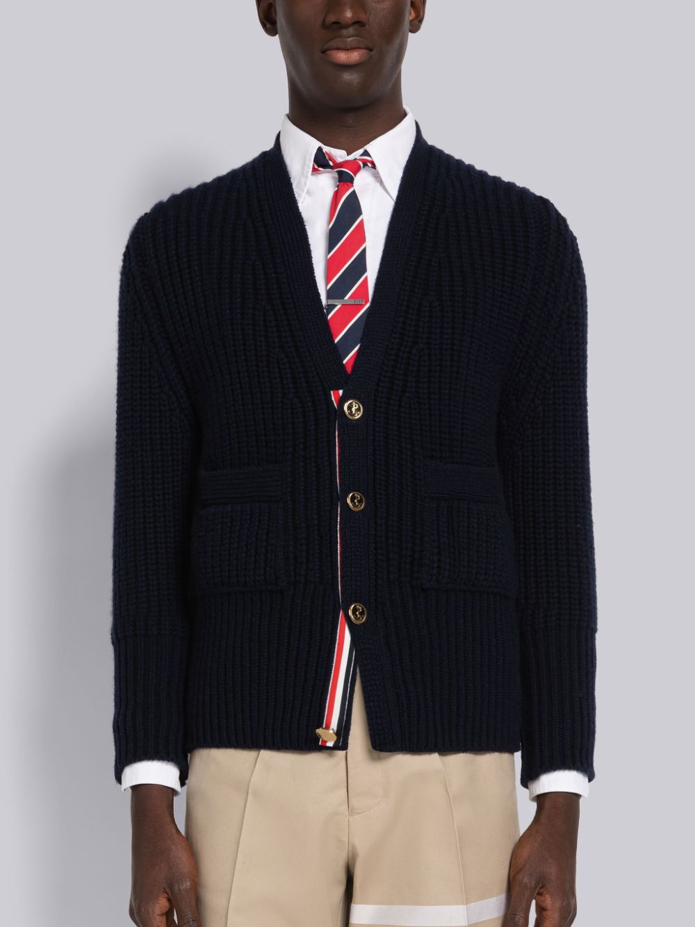 Thom Browne Half Stitch Cashmere Men Cardigan Blue | DKY27A47976