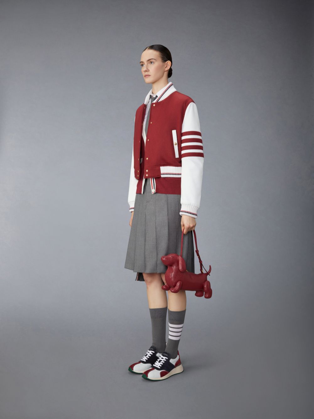 Thom Browne Hectoruette in Pebble Grain Women Tote Bags Red | STG13O81331