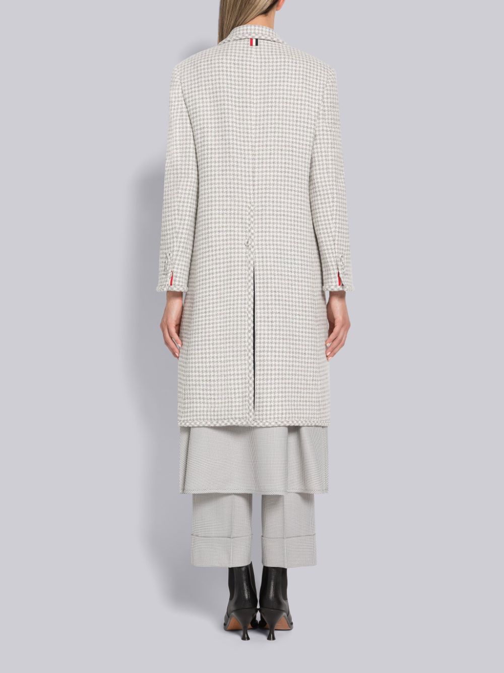 Thom Browne Houndstooth Cashmere Boucle Single Vent Women Coats Grey | OYV90X58394