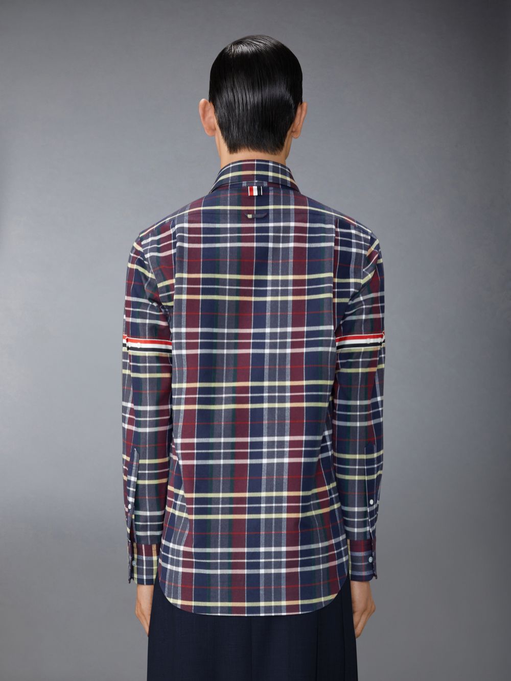 Thom Browne Hunting Tartan Cotton Flannel Armband Men Shirts Blue | ZMQ85C91400