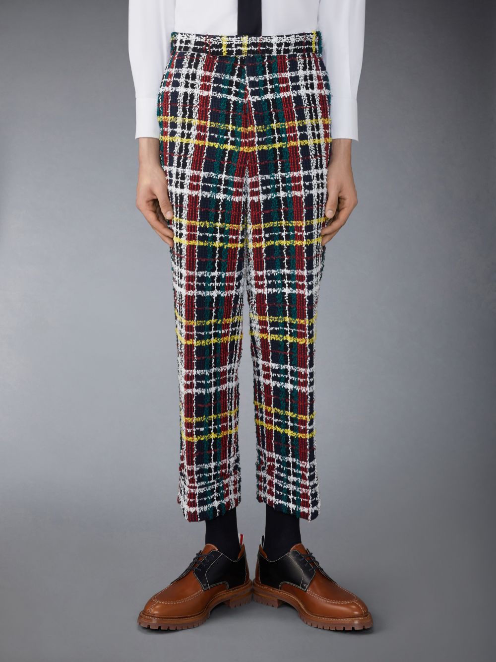 Thom Browne Hunting Tartan Eyelash Tweed Men Pants Green | AVV38T78947