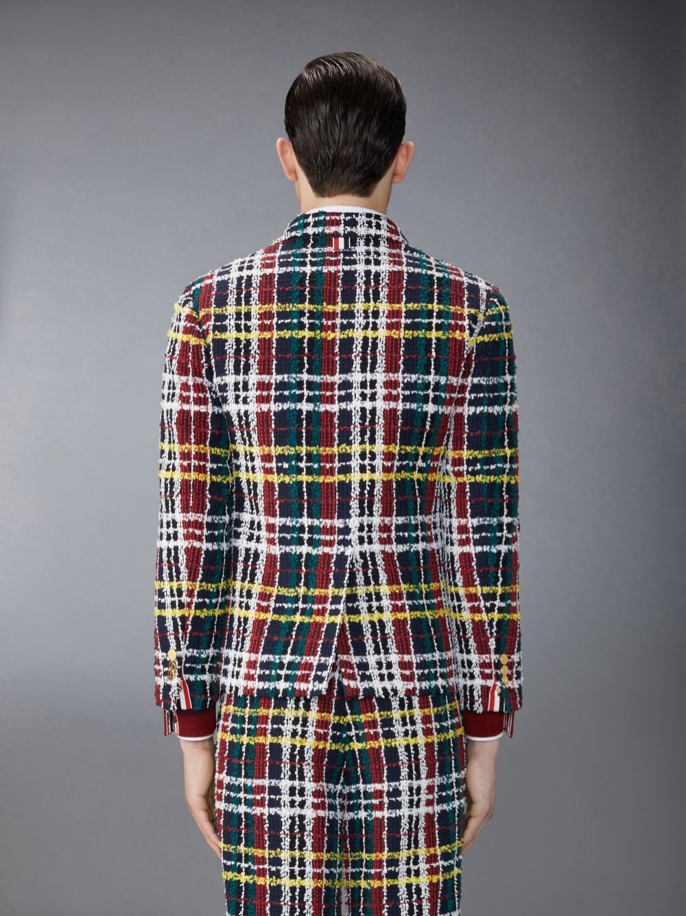 Thom Browne Hunting Tartan Eyelash Tweed Unconstructed Patch Pocket Sack Sport Men Coats Red | BKE03O52765