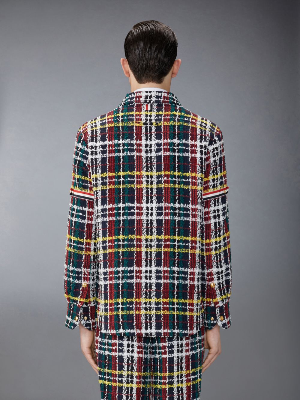 Thom Browne Hunting Tartan Eyelash Tweed Armband Shirt Men Jackets Green | FST26U54732