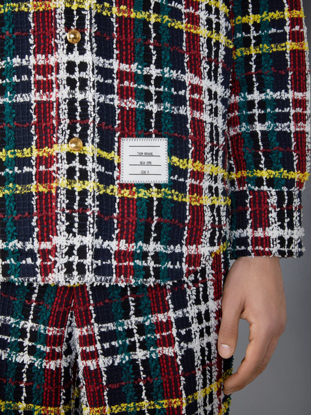 Thom Browne Hunting Tartan Eyelash Tweed Armband Shirt Men Jackets Green | FST26U54732