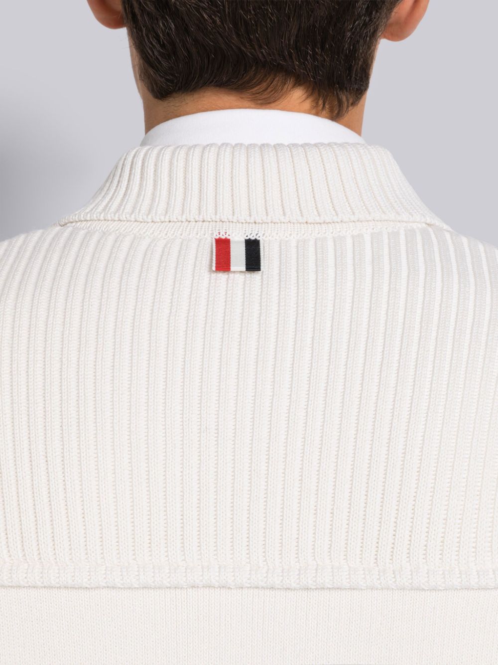 Thom Browne INTERLOCK STITCH COTTON CASHMERE 4-BAR POLO COLLAR Men Jackets White | MWJ17M02470