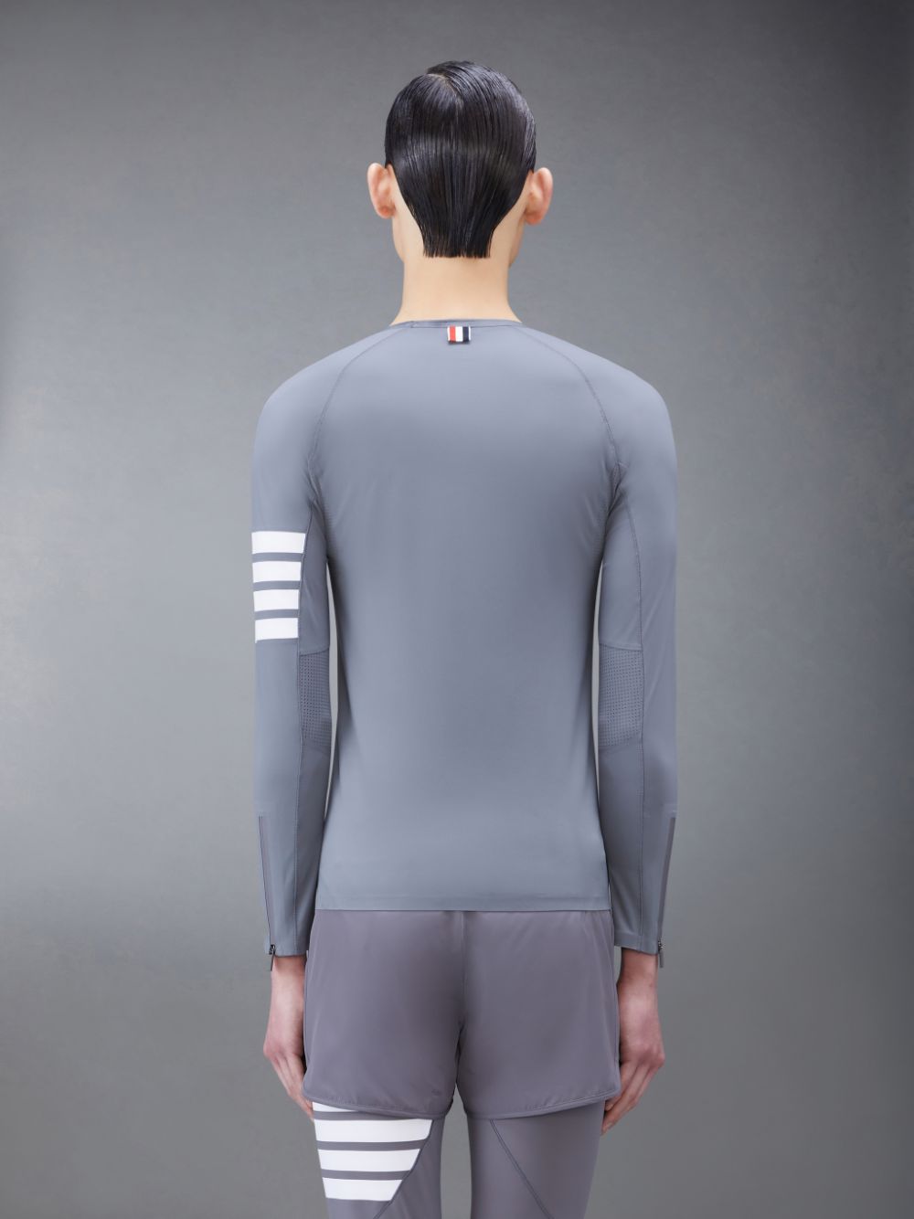 Thom Browne Interlock 4-Bar Compression Long Sleeve Men T Shirts Grey | HWL58N94606