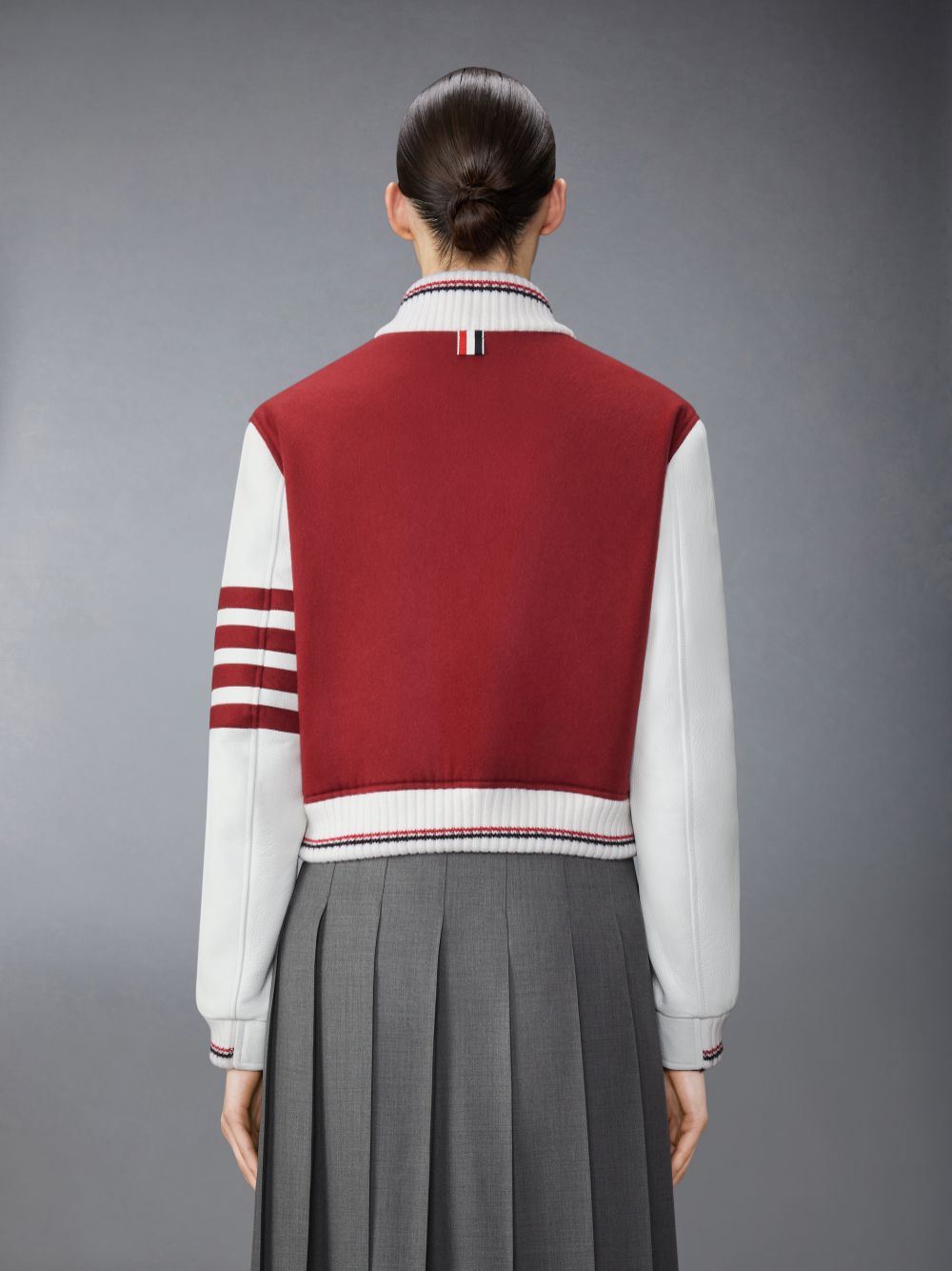 Thom Browne Jacket Weight Cashmere 4-Bar Cropped Varsity Women Jackets Red | PEP34U95910