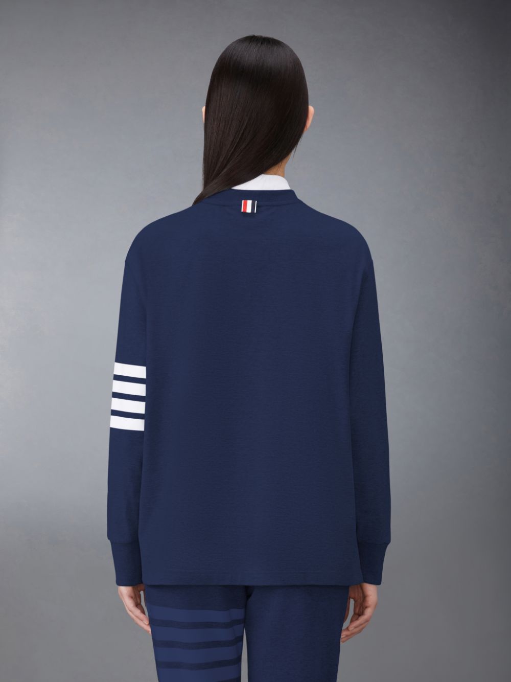 Thom Browne Jersey 4-Bar Long Sleeve Rugby Women T Shirts Blue | QCR07C41006