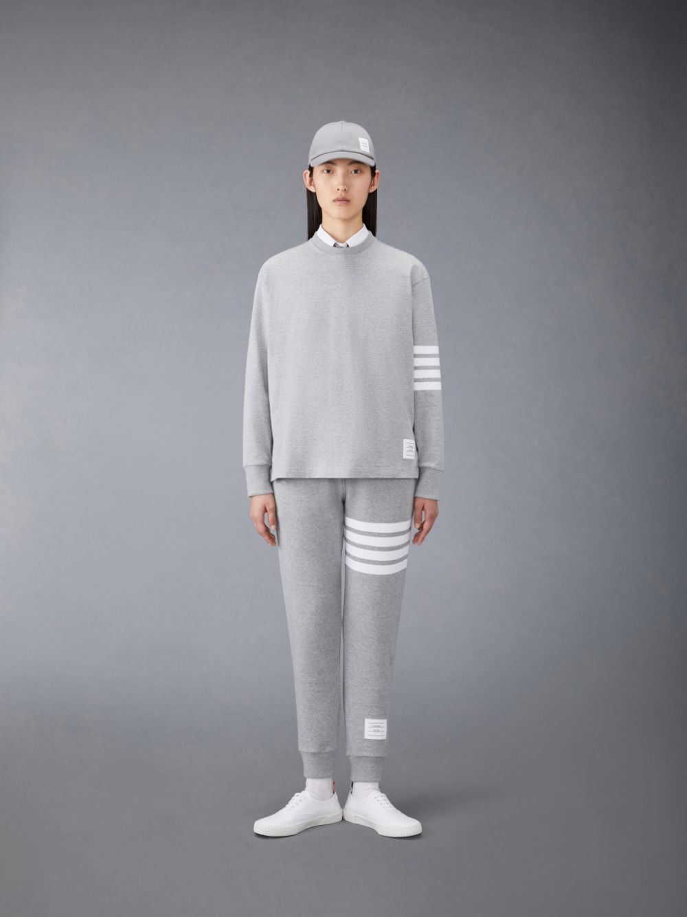 Thom Browne Jersey 4-Bar Long Sleeve Rugby Women T Shirts Grey | NMX11Q75294