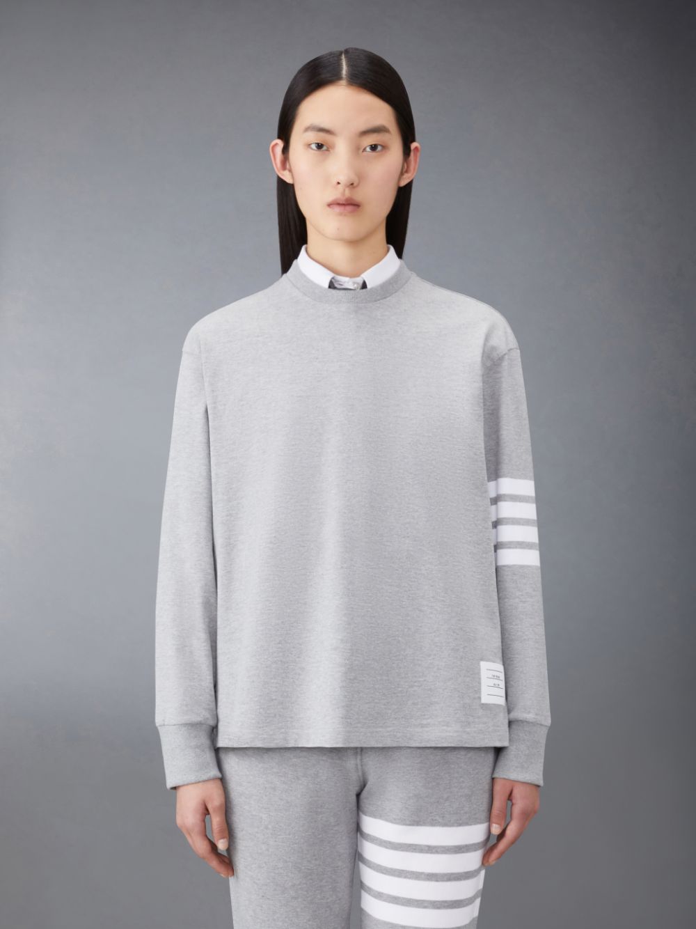 Thom Browne Jersey 4-Bar Long Sleeve Rugby Women T Shirts Grey | NMX11Q75294