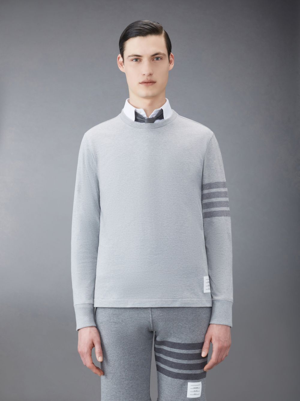 Thom Browne Jersey 4-Bar Long Sleeve Rugby Men T Shirts Grey | NQP68K79166