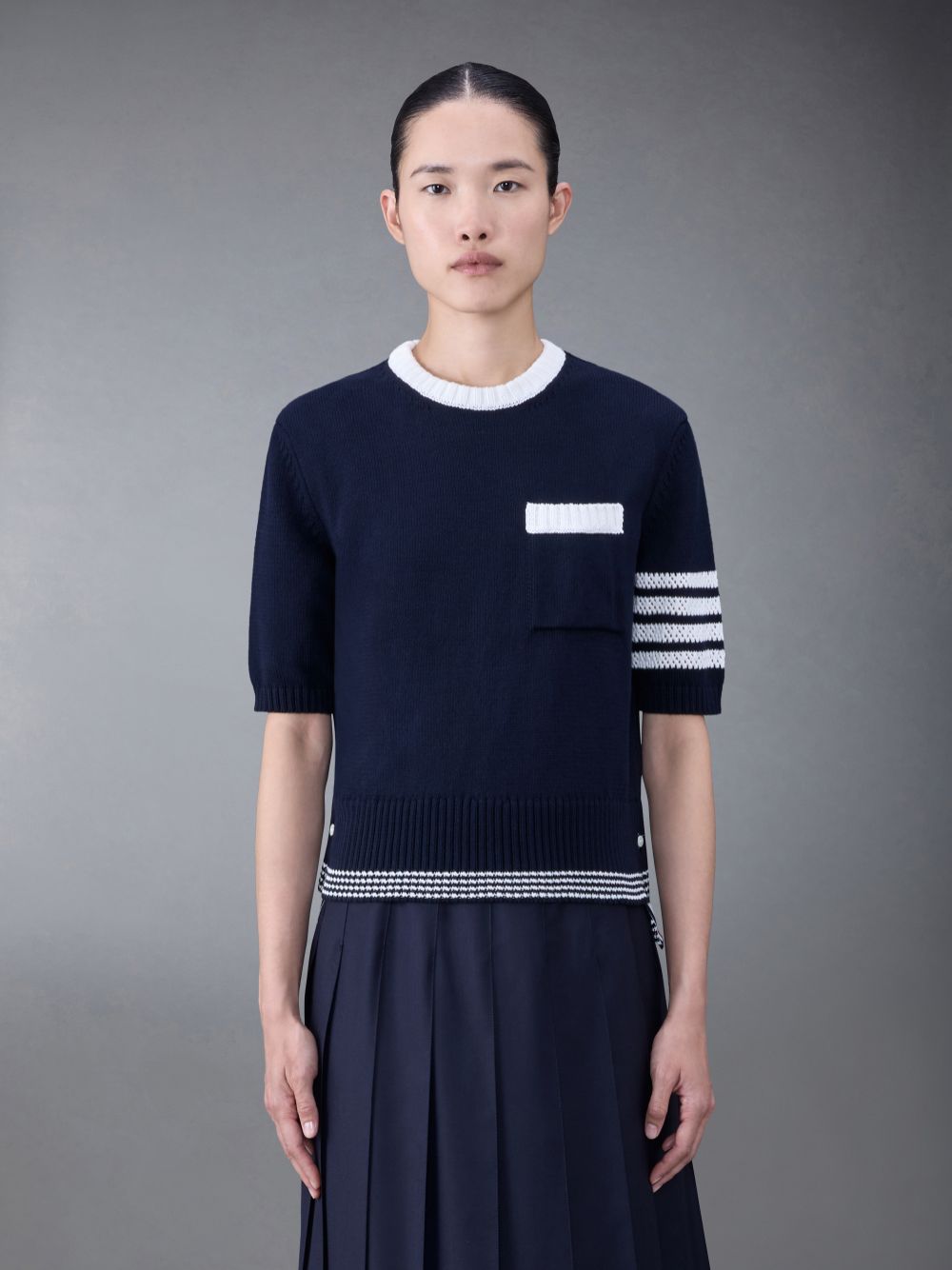 Thom Browne Jersey 4-Bar Pointelle Women T Shirts Blue | QHG70B31837