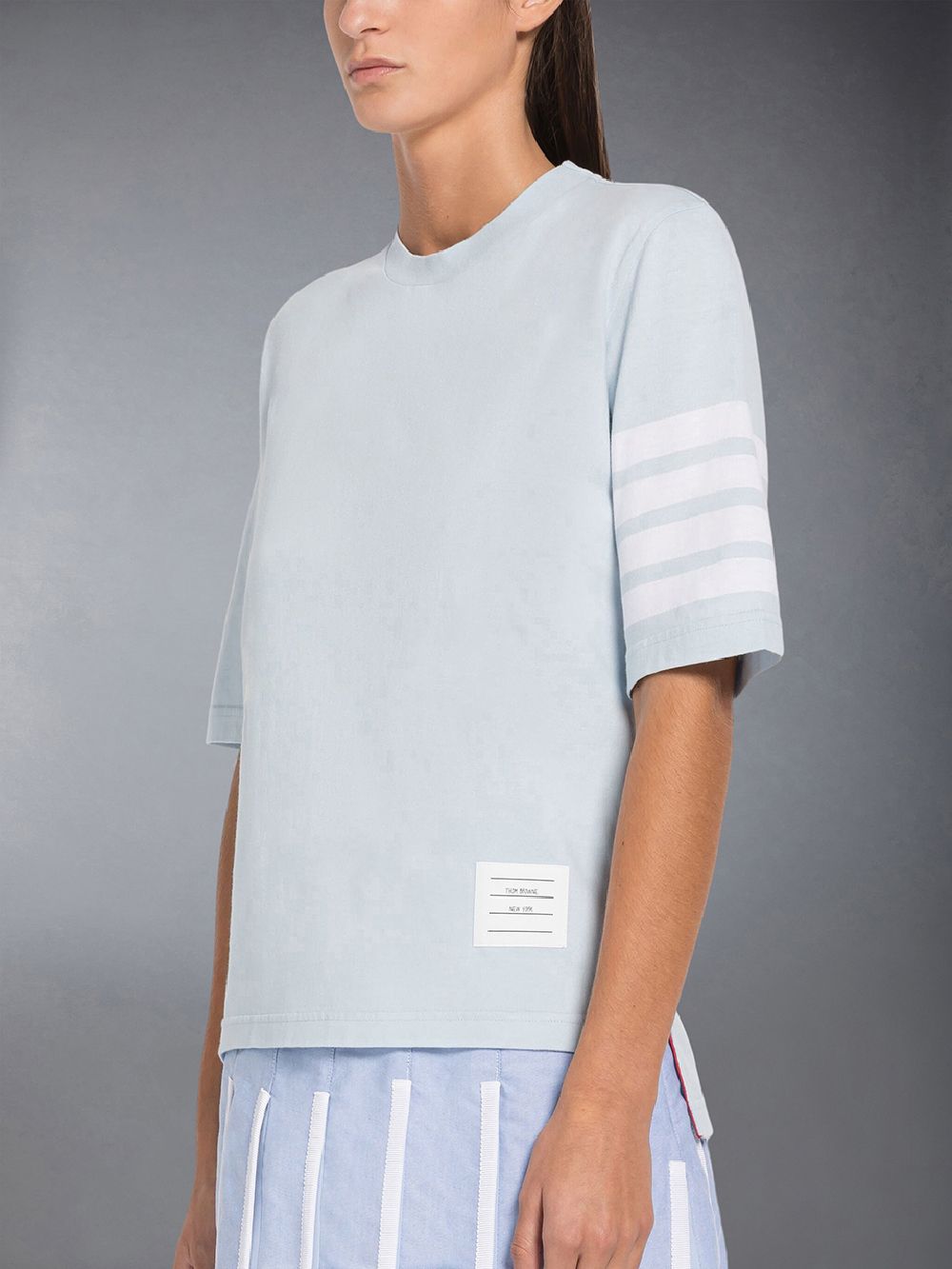 Thom Browne Jersey 4-Bar Short Sleeve Women T Shirts Blue | ZBH29I88068