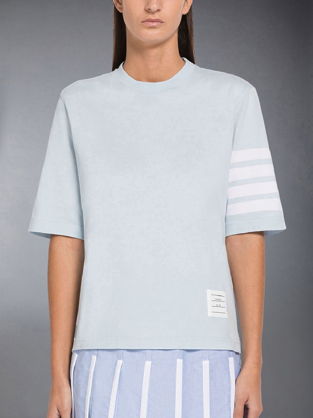 Thom Browne Jersey 4-Bar Short Sleeve Women T Shirts Blue | ZBH29I88068