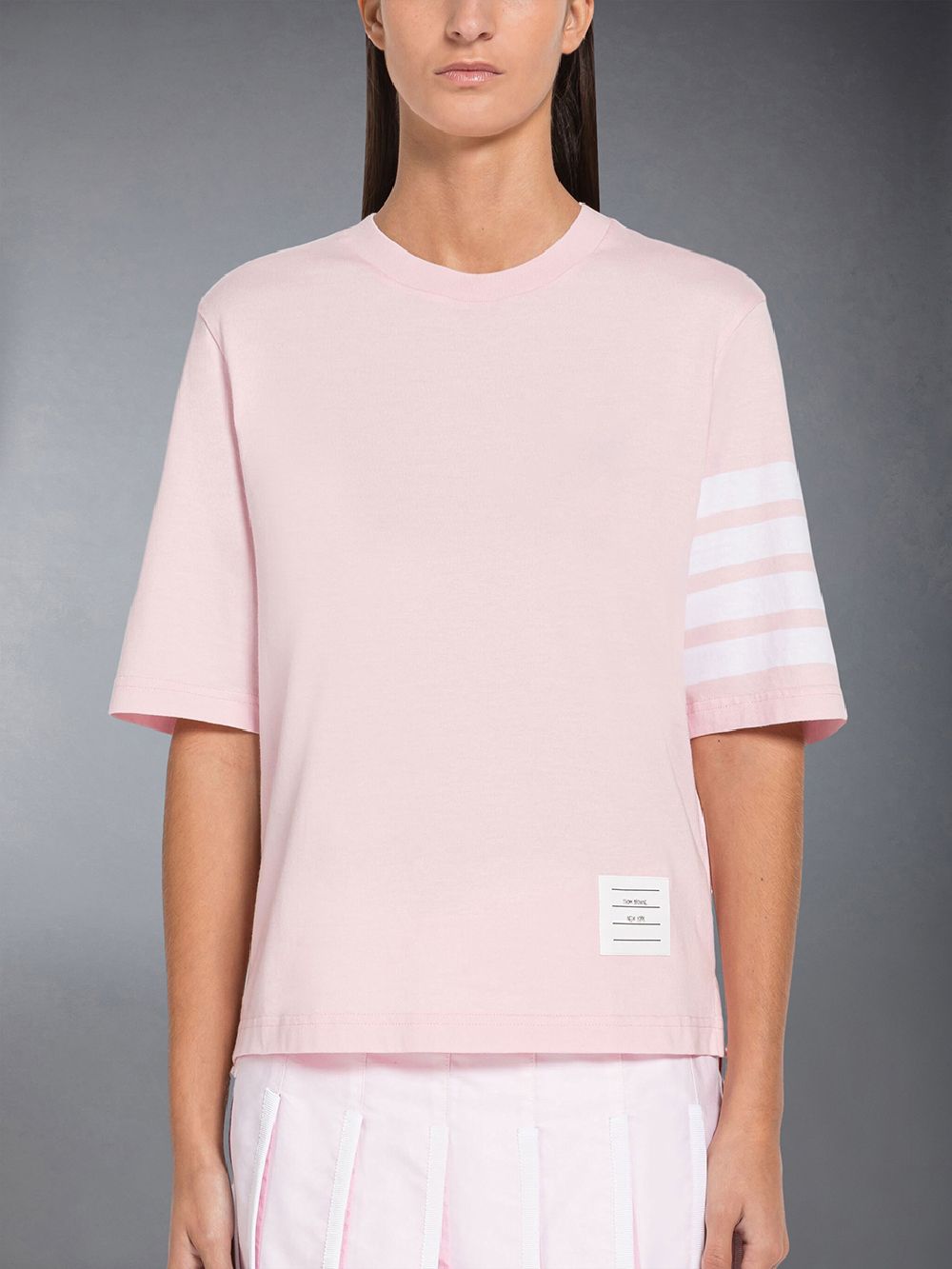 Thom Browne Jersey 4-Bar Short Sleeve Women T Shirts Pink | LZE99R95091