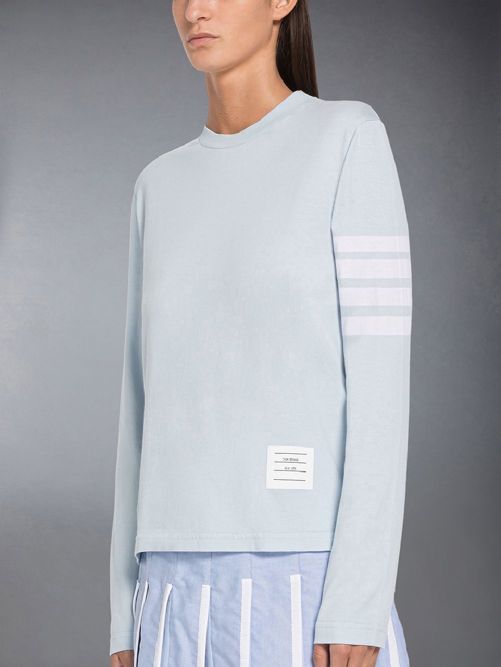 Thom Browne Jersey 4-Bar Women T Shirts Blue | FQZ76B73008