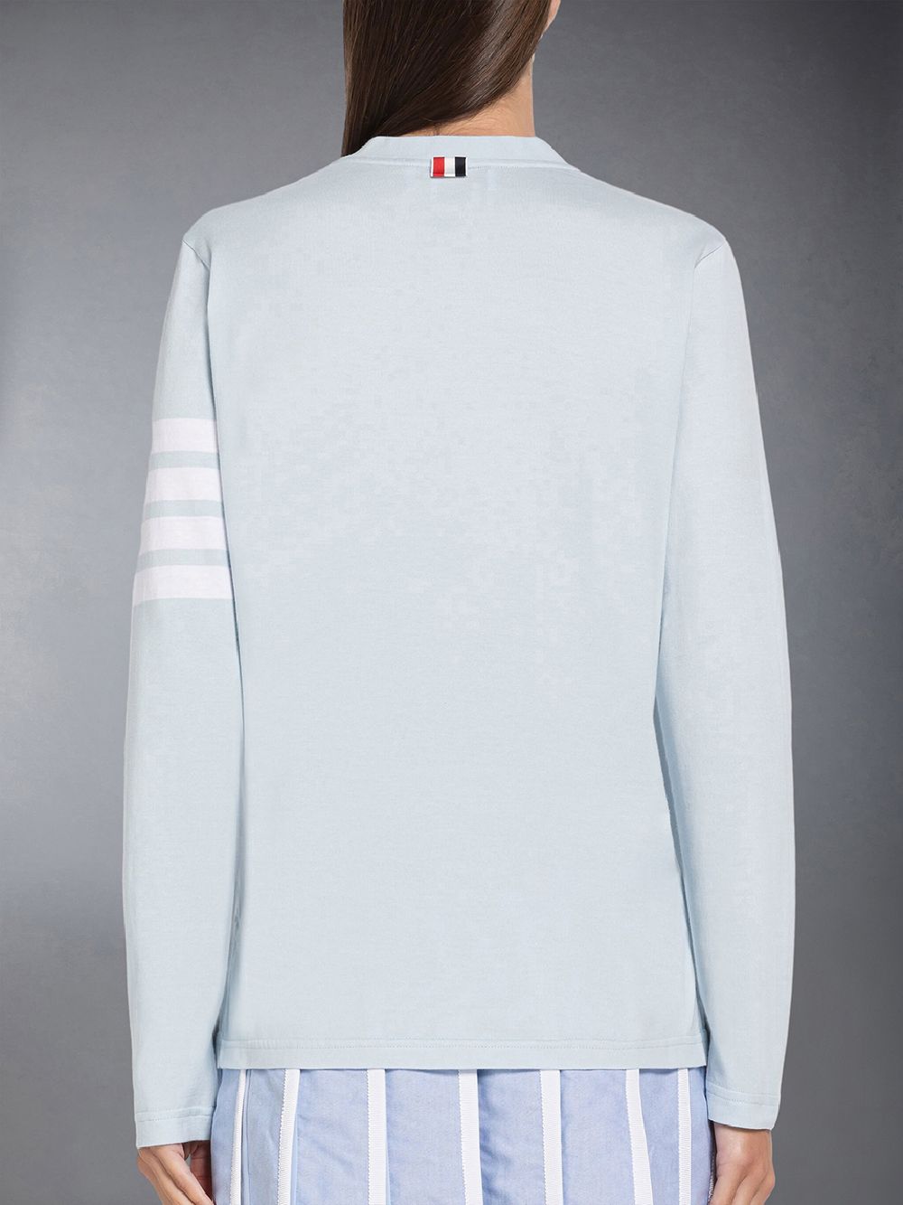 Thom Browne Jersey 4-Bar Women T Shirts Blue | FQZ76B73008