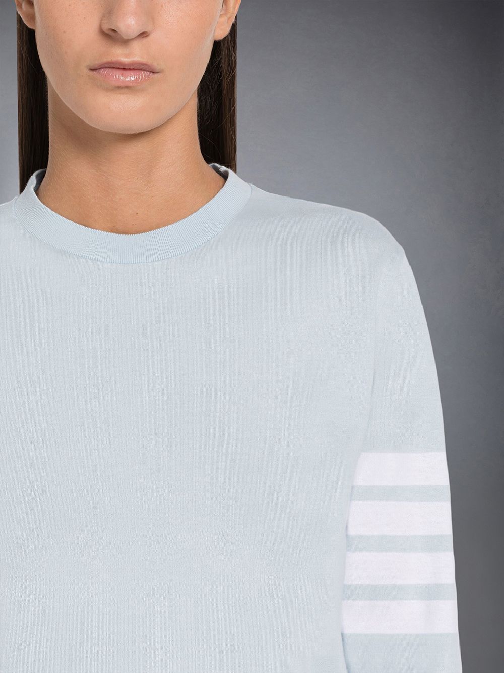 Thom Browne Jersey 4-Bar Women T Shirts Blue | FQZ76B73008