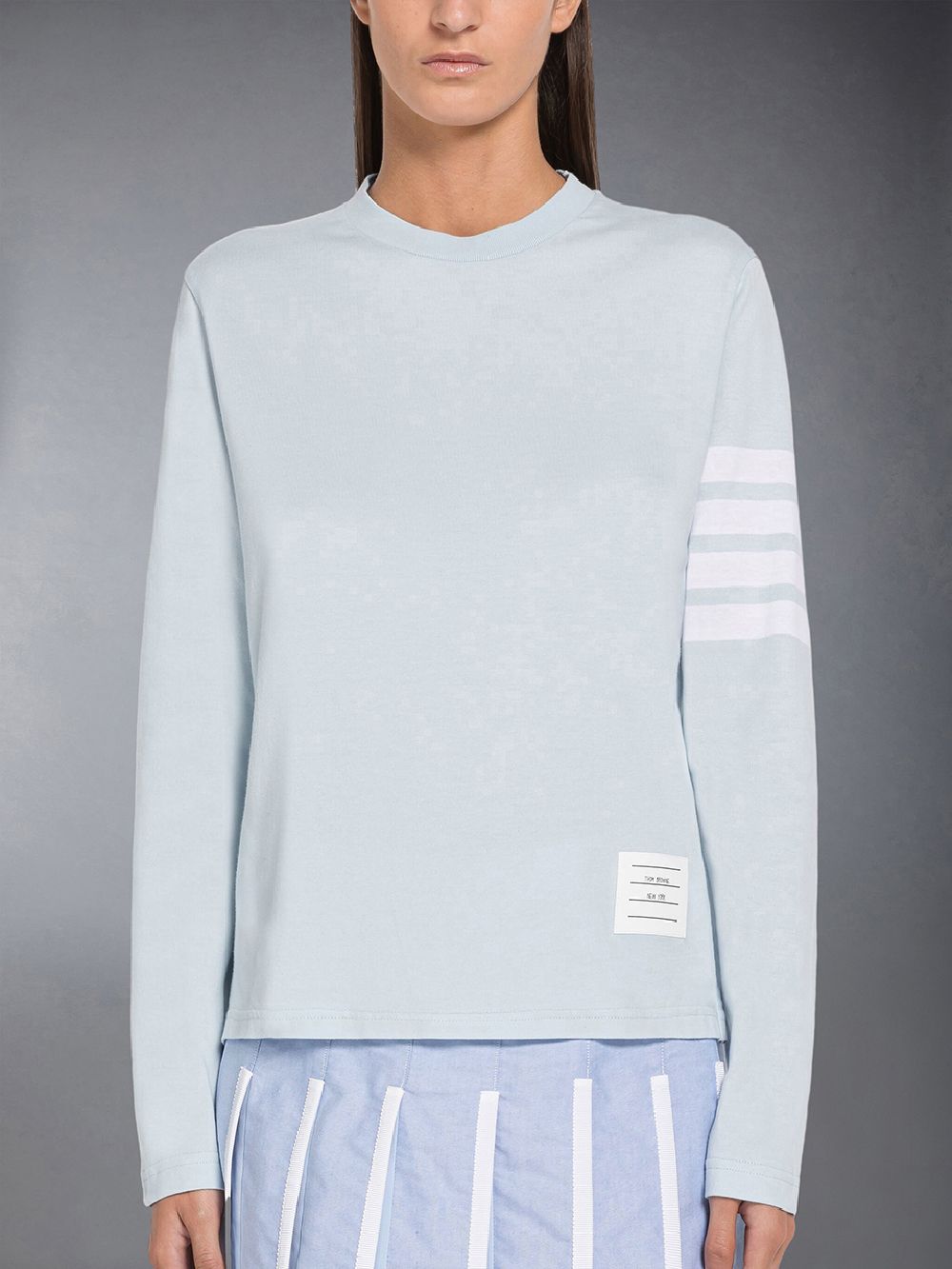 Thom Browne Jersey 4-Bar Women T Shirts Blue | FQZ76B73008