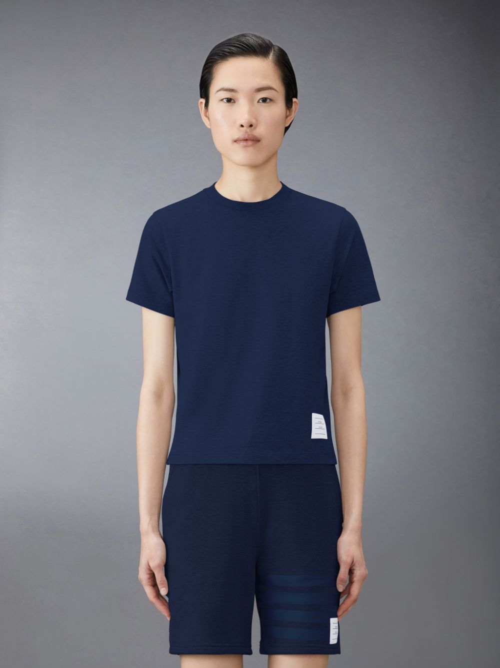 Thom Browne Jersey Relaxed Side Slit Women T Shirts Blue | EFY08P09942