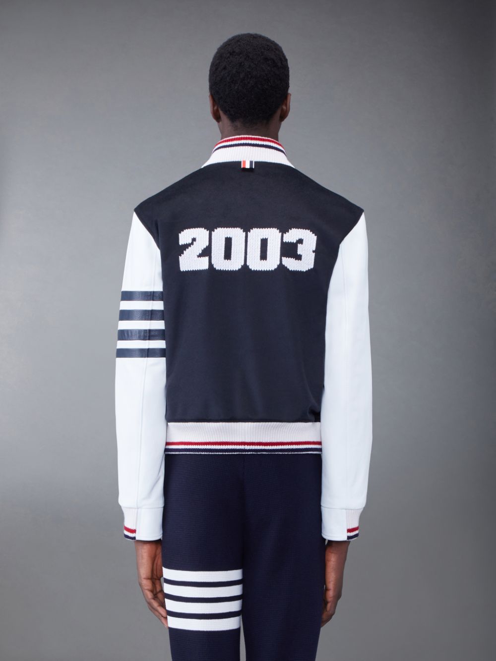 Thom Browne KNIT RIB 2003 4-BAR BLOUSON Men Jackets Blue | YWT80D80406