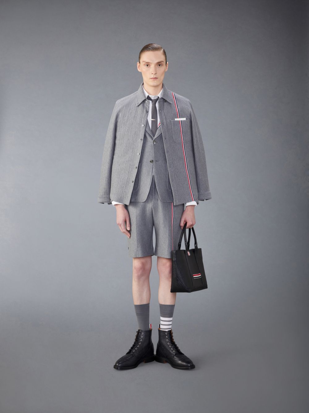 Thom Browne Knit Cotton Jacket Men Shirts Grey | SDS27Z42961