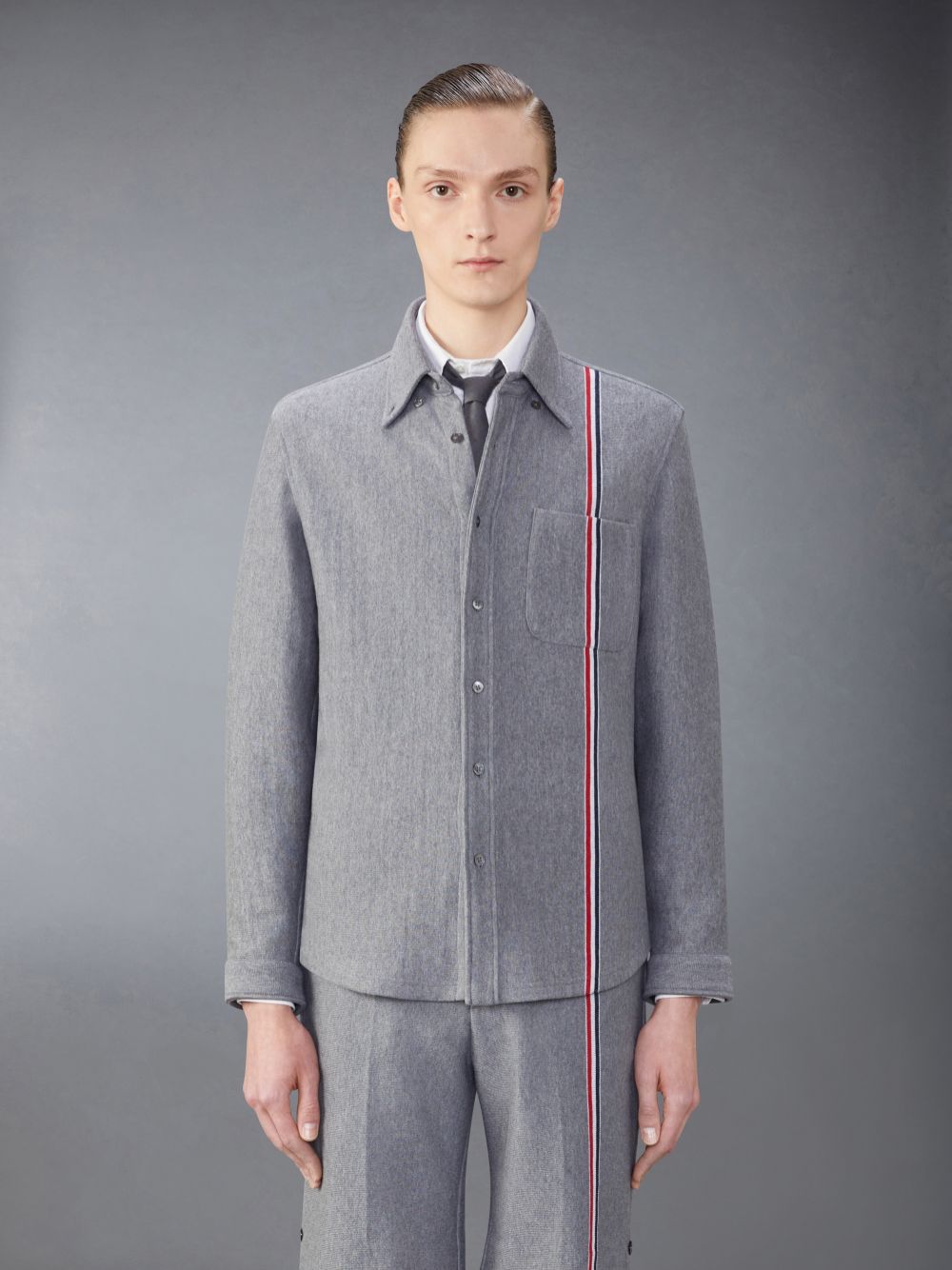 Thom Browne Knit Cotton Jacket Men Shirts Grey | SDS27Z42961