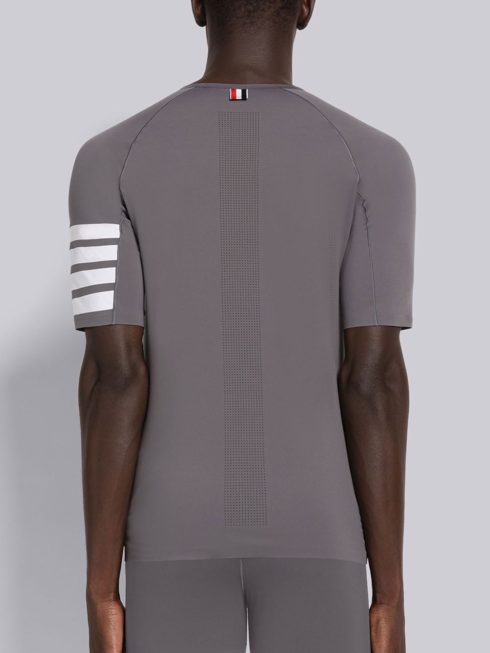 Thom Browne LIGHTWEIGHT TECH INTERLOCK COMPRESSION SHORT SLEEVE Men T Shirts Grey | UIA52D56424