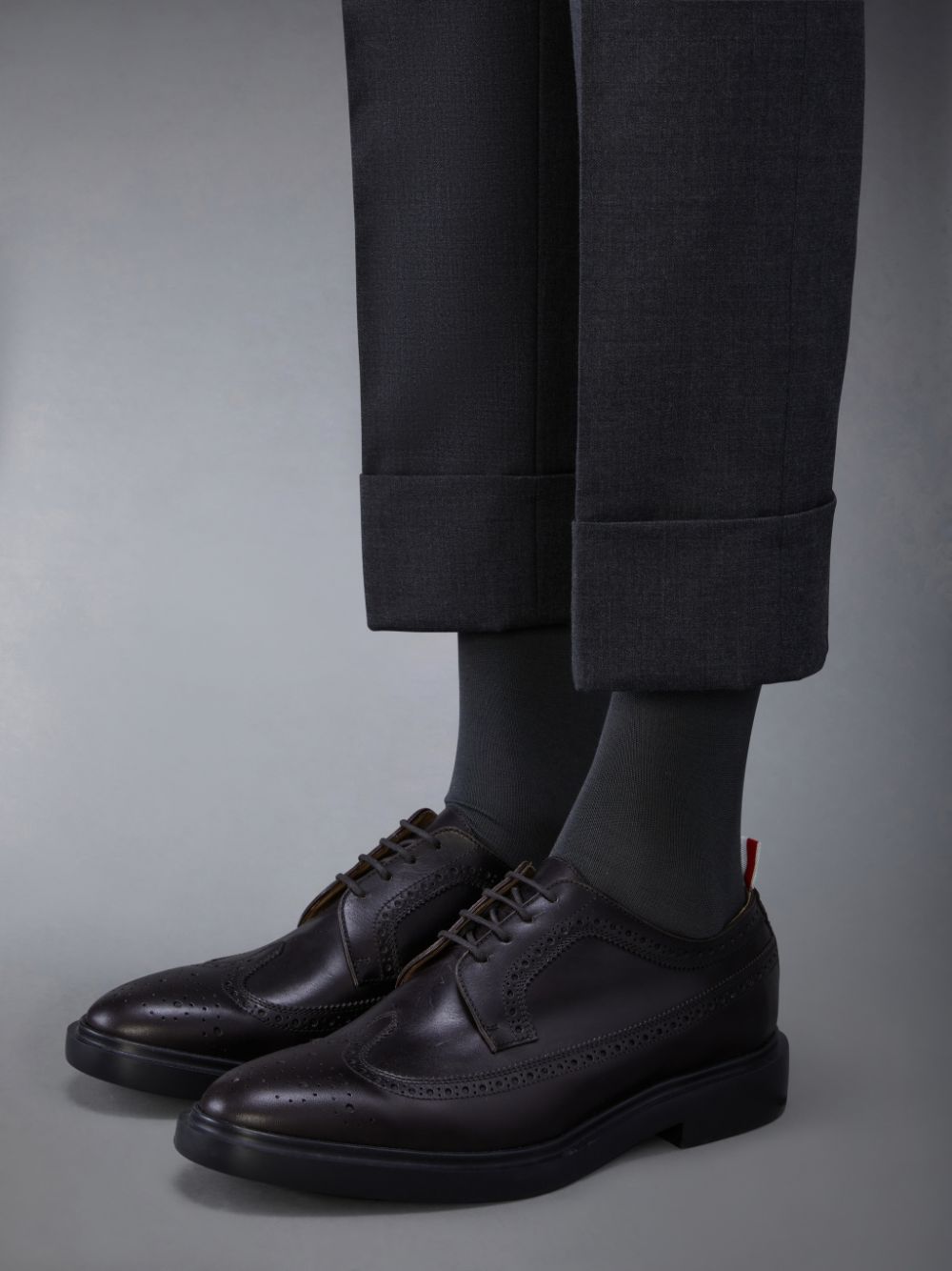 Thom Browne LONGWING W/ LIGHTWEIGHT RUBBER SOLE IN BOX CALF Men Brogue Shoes Brown | YKD32J78204