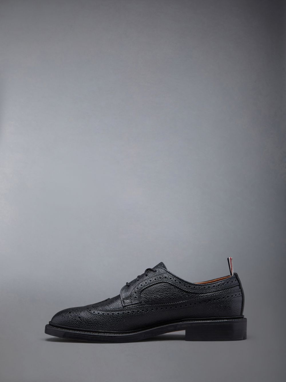 Thom Browne Leather Sole Longwing Men Brogue Shoes Black | PCB57V48794