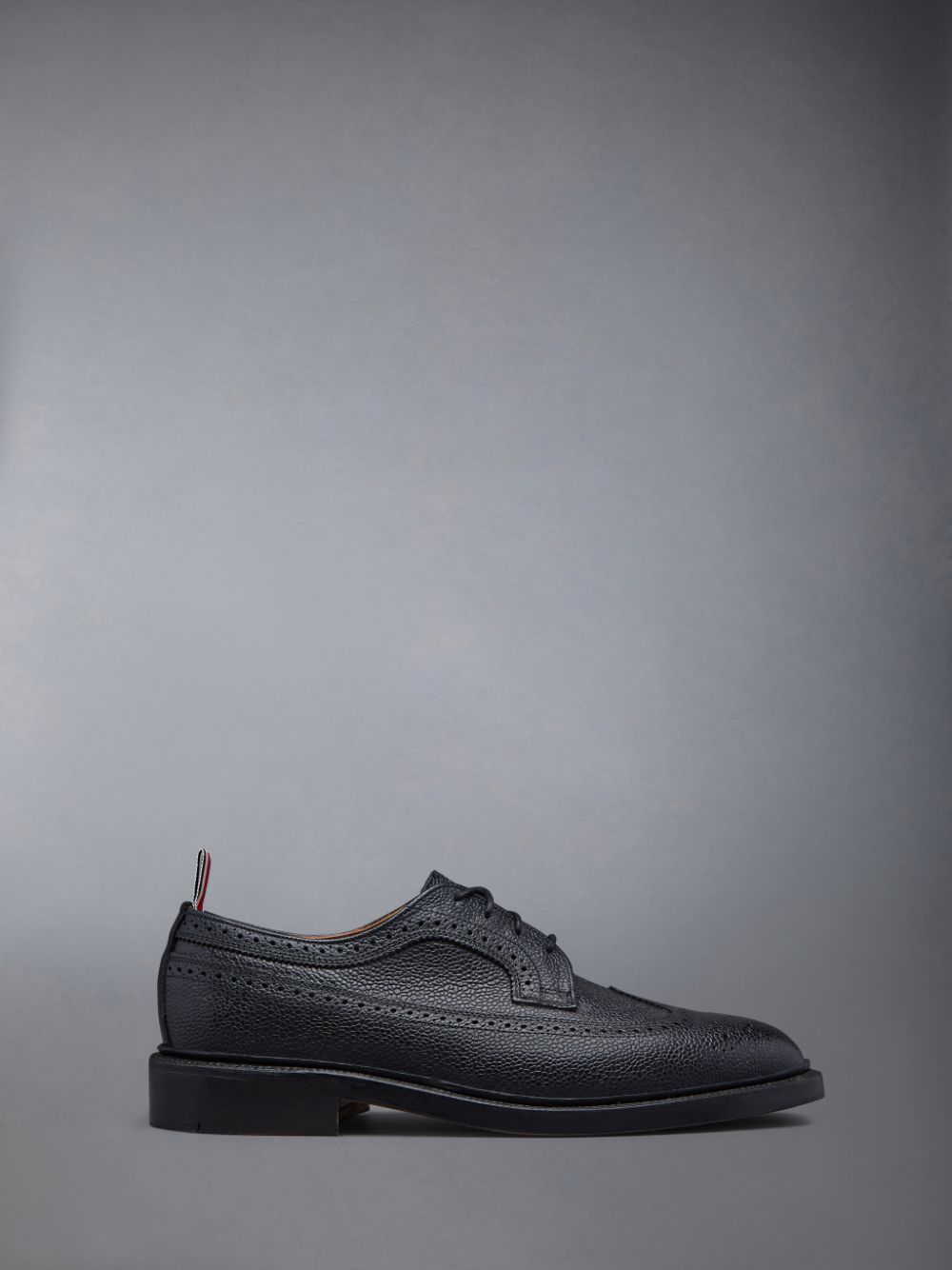 Thom Browne Leather Sole Longwing Men Brogue Shoes Black | PCB57V48794