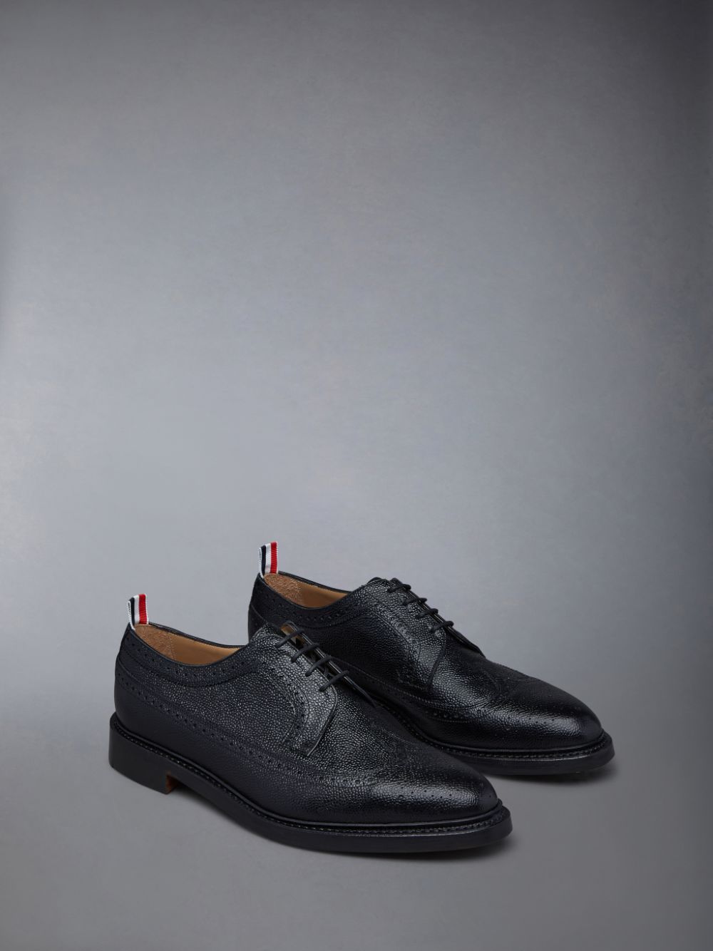 Thom Browne Leather Sole Longwing Men Brogue Shoes Black | TWZ87C86810