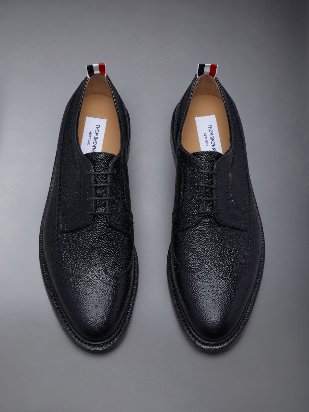 Thom Browne Leather Sole Longwing Men Brogue Shoes Black | TWZ87C86810