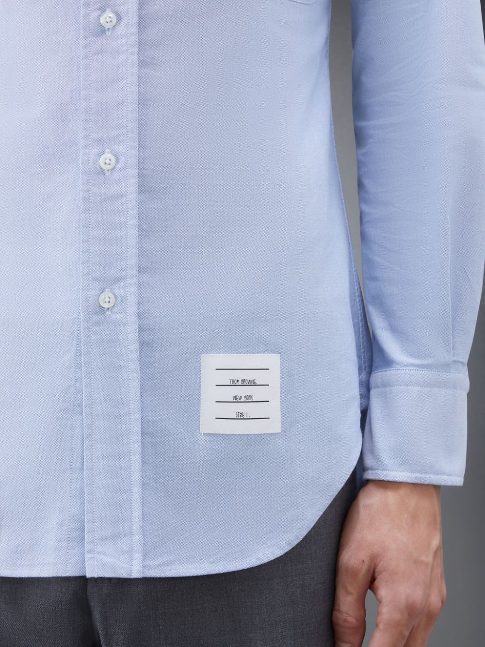 Thom Browne Light Blue Oxford Grosgrain Armband Classic Men Shirts Blue | PDY27Q07891