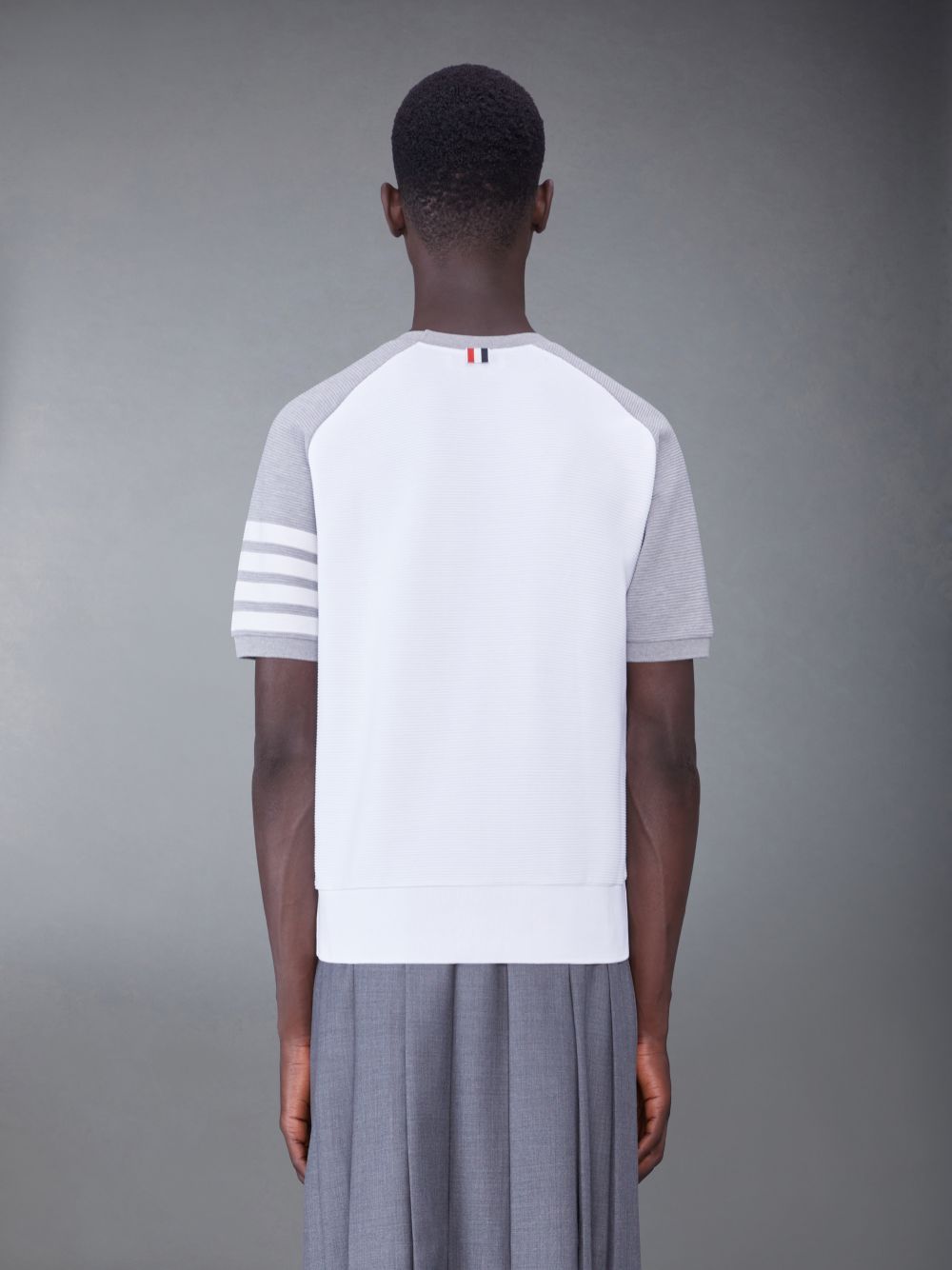 Thom Browne Light Cotton Ottoman Rib 4-Bar Saddle Short Sleeve Sweatshirt Men T Shirts White | BHD73N38305