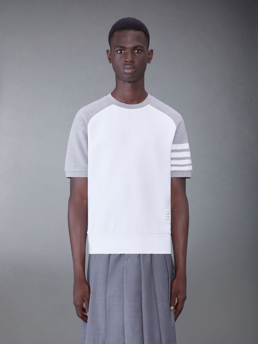 Thom Browne Light Cotton Ottoman Rib 4-Bar Saddle Short Sleeve Sweatshirt Men T Shirts White | BHD73N38305