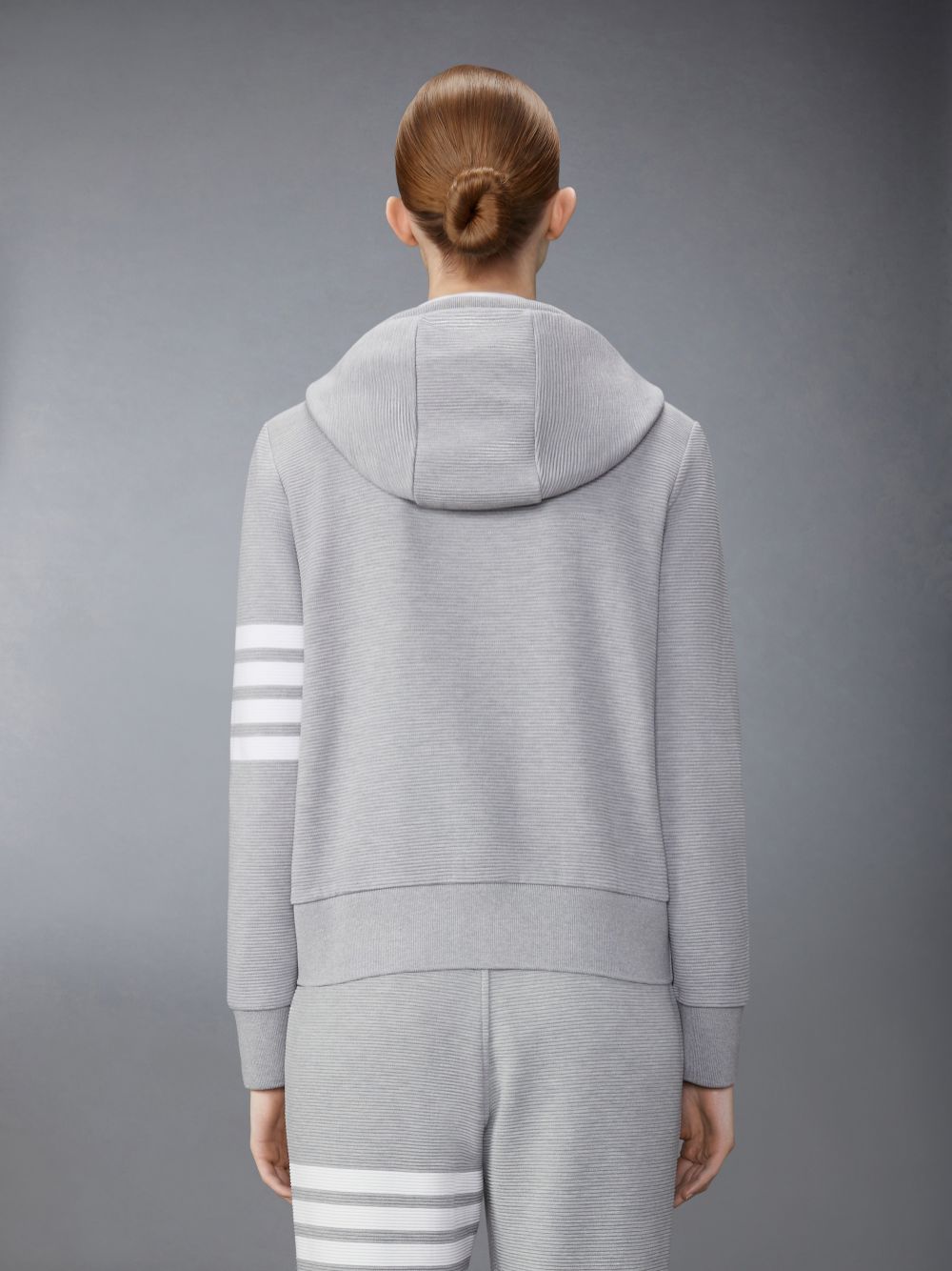 Thom Browne Light Ottoman Rib 4-Bar Zip Women Hoodie Grey | DZN01B05615