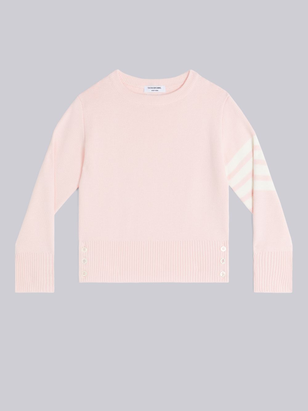 Thom Browne Light Pink Milano Stitch Cotton 4-Bar Crew Neck Boys\'s Pullover Pink | GWB92G44829