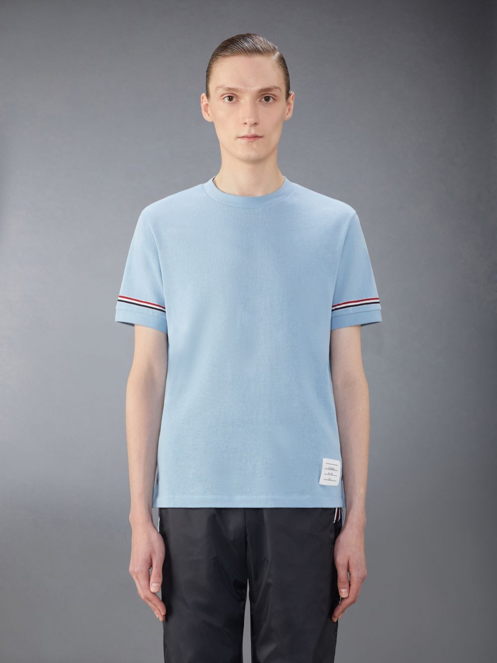 Thom Browne Light Weight Cotton Stripe Men T Shirts Blue | ZLS09D23498