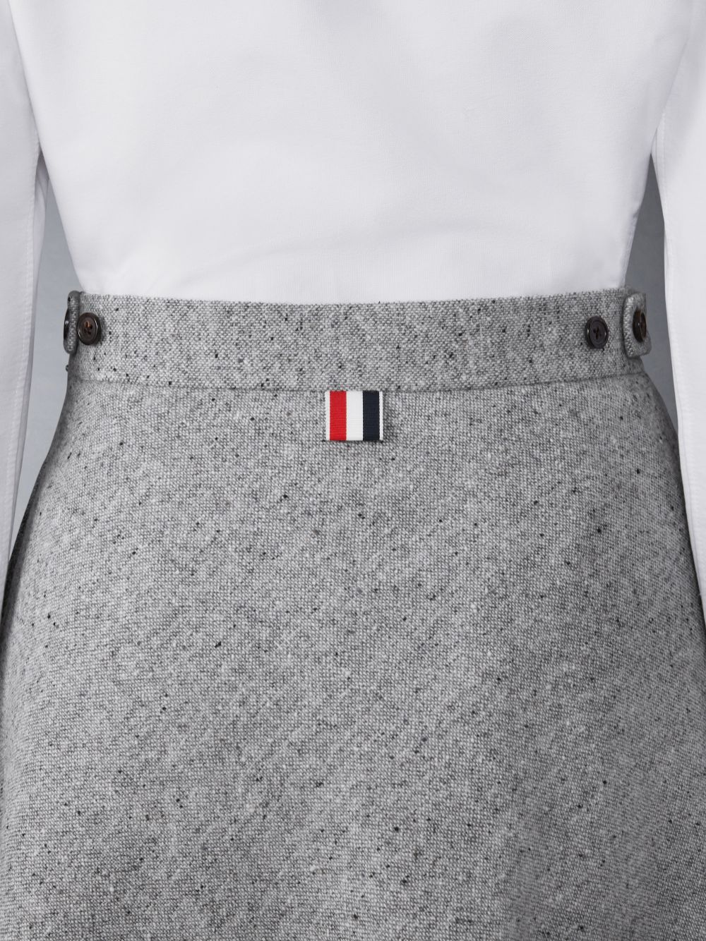 Thom Browne Light Weight Irish Donegal Tweed Midi A-line Side Tab Women Skirts Grey | NEJ83D43048