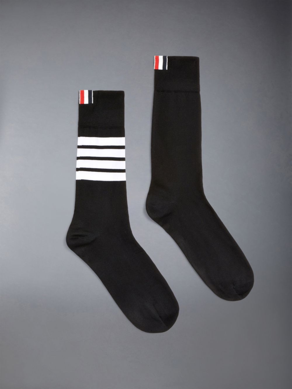 Thom Browne Lightweight Cotton 4-Bar Mid-calf Men Socks Black | ZZI99J50739