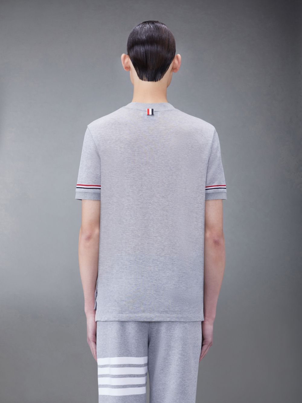 Thom Browne Lightweight Cotton Short Sleeve Striped Men T Shirts Grey | JDK46N03957