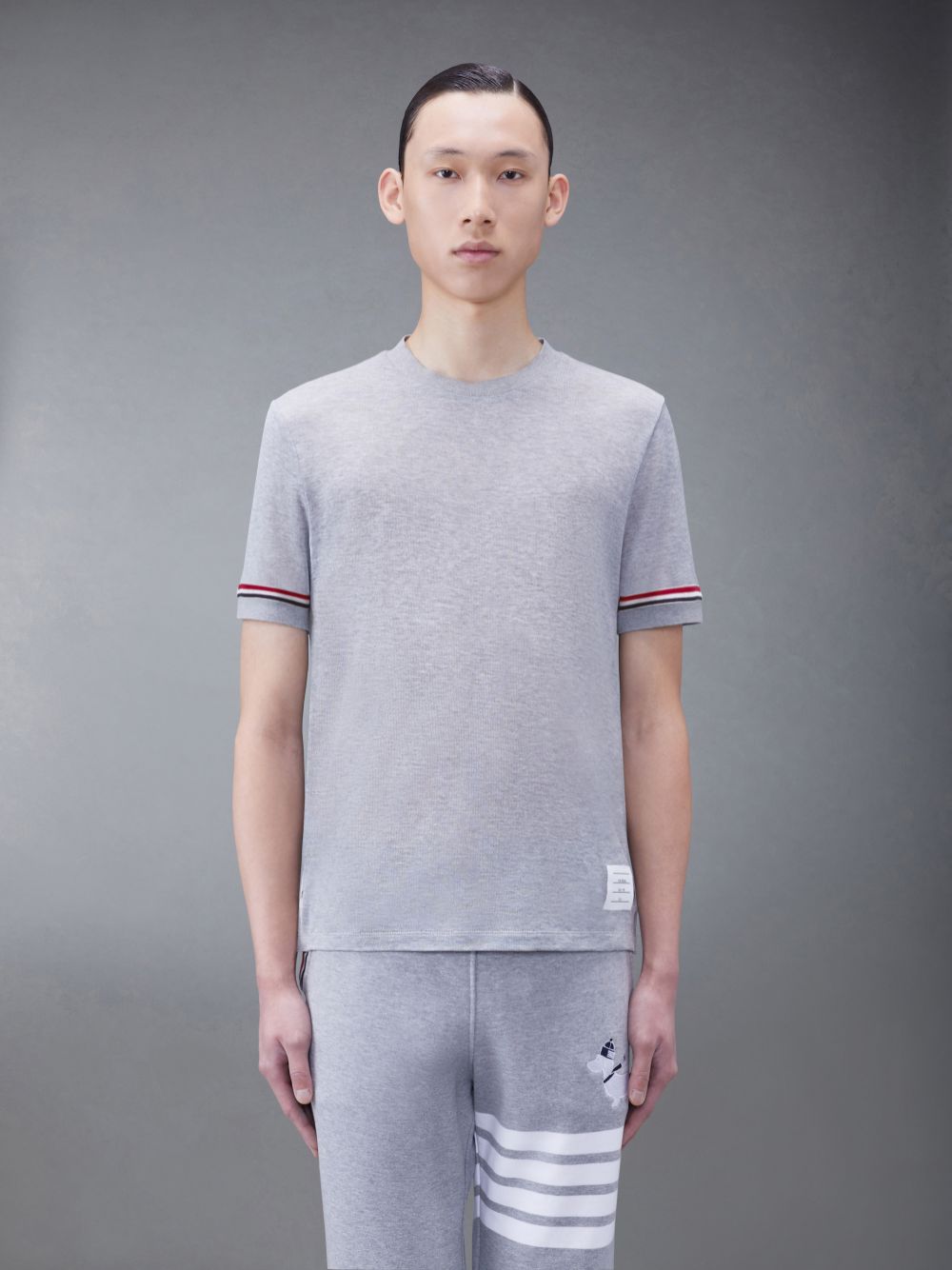 Thom Browne Lightweight Cotton Short Sleeve Striped Men T Shirts Grey | JDK46N03957