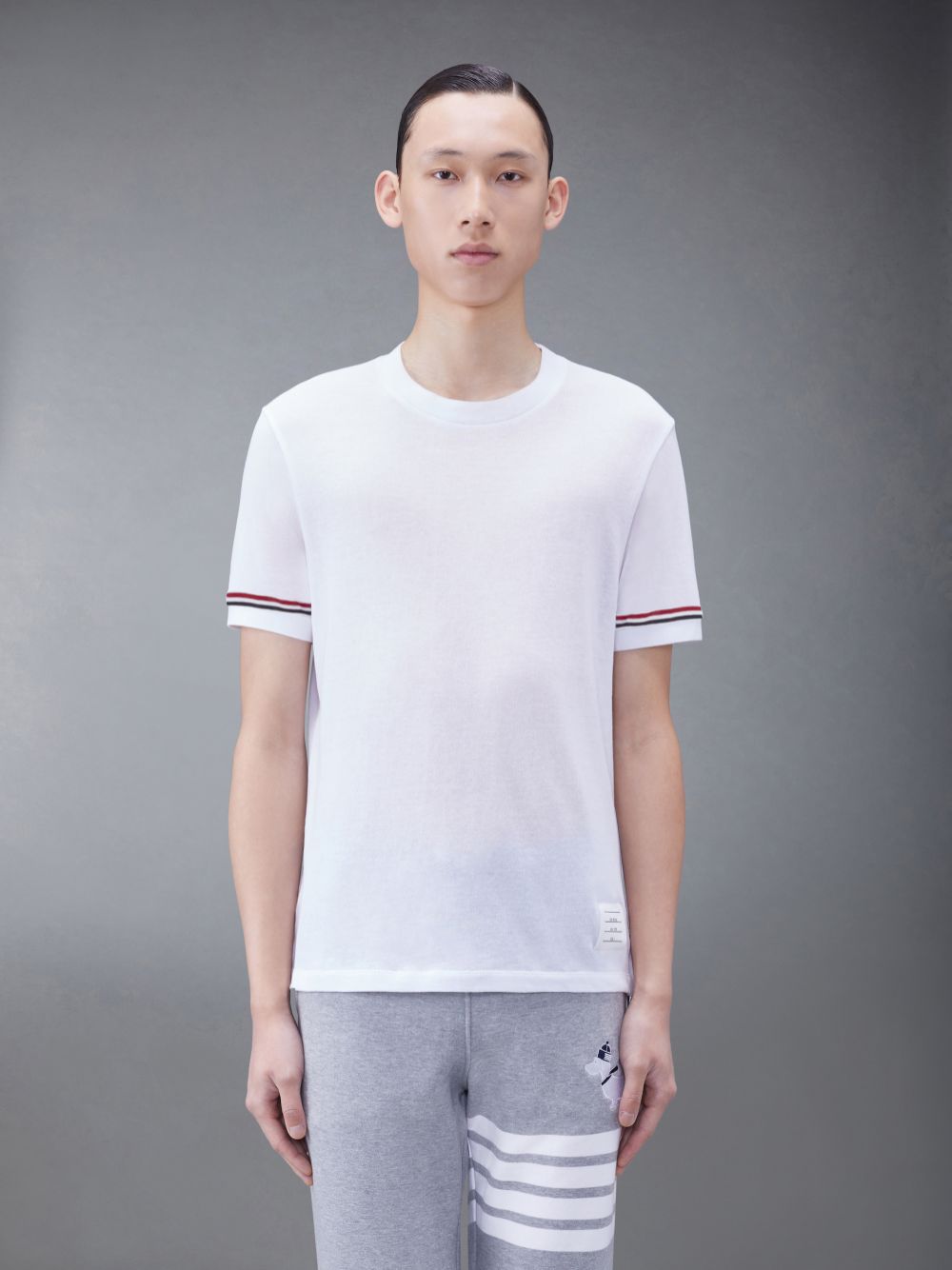 Thom Browne Lightweight Cotton Short Sleeve Striped Men T Shirts White | IUN05U43514