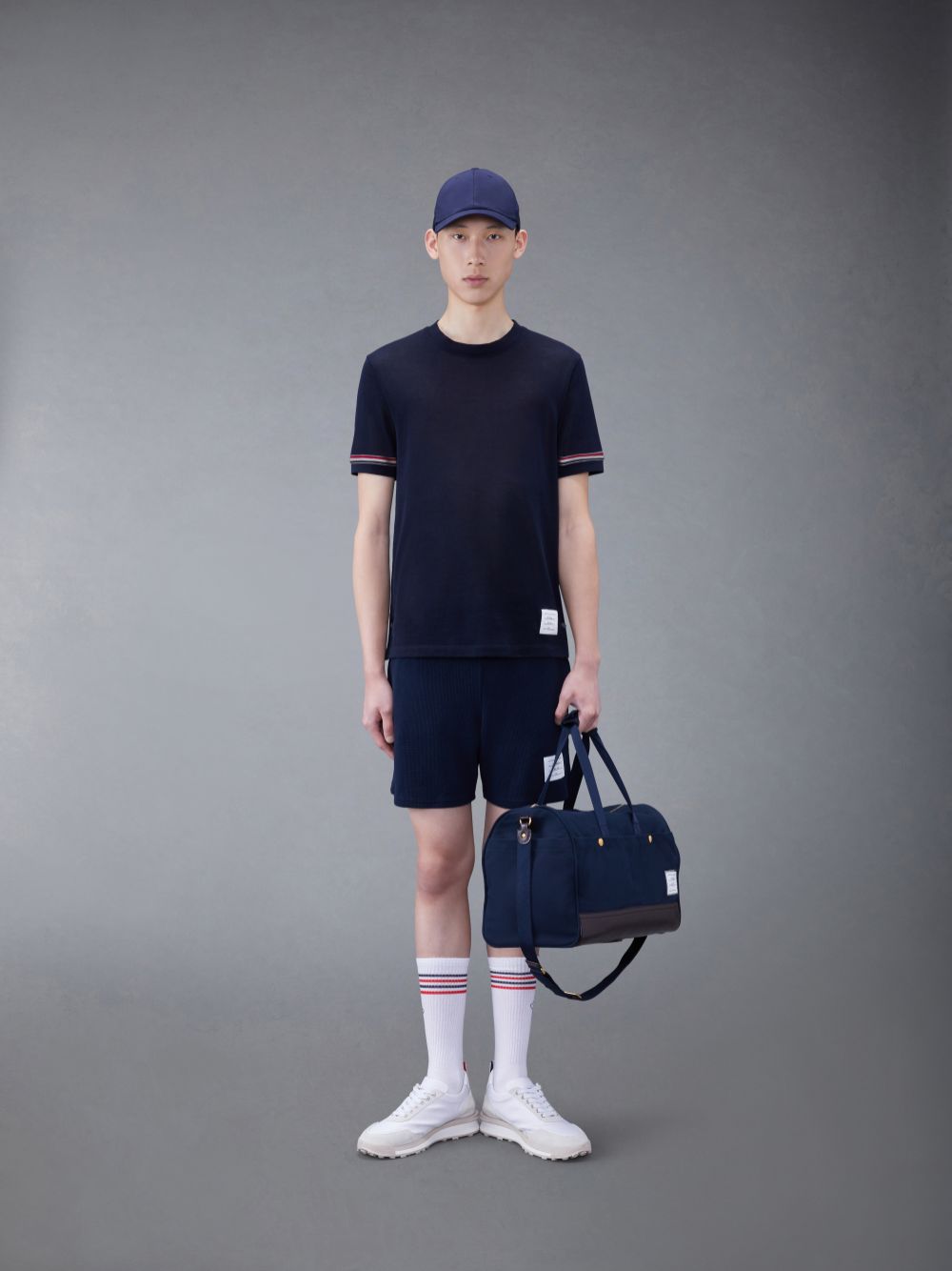 Thom Browne Lightweight Cotton Short Sleeve Striped Men T Shirts Blue | PRN20P39804